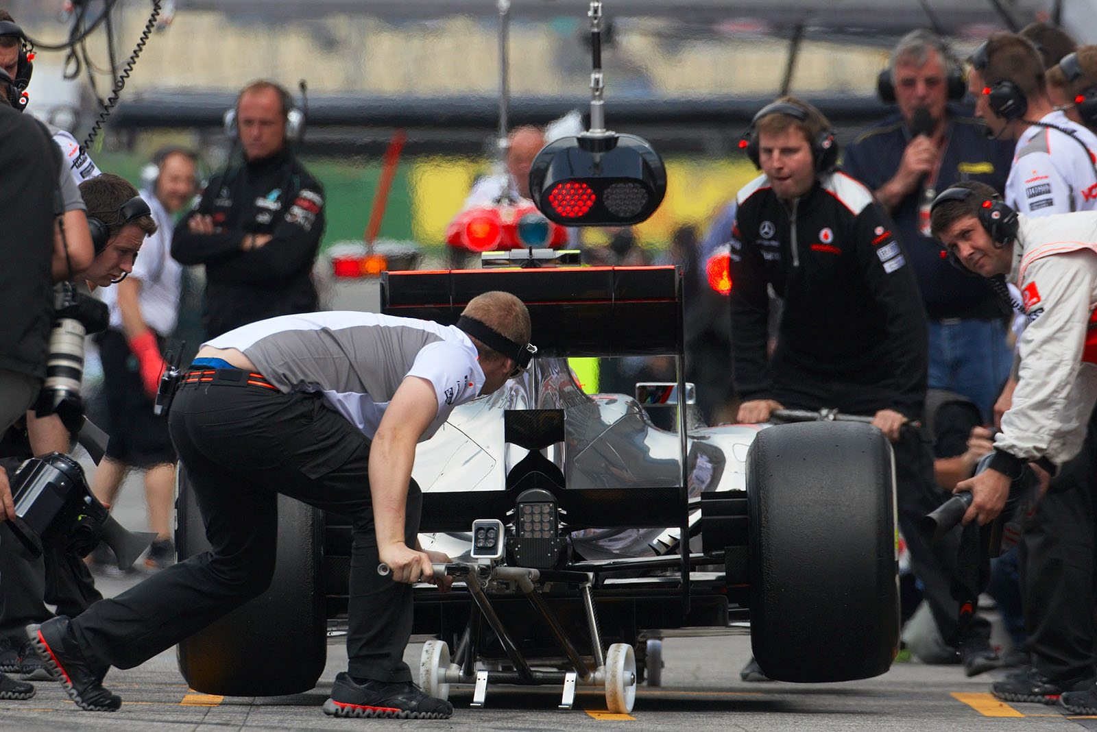 Lewis Hamilton in McLaren pits