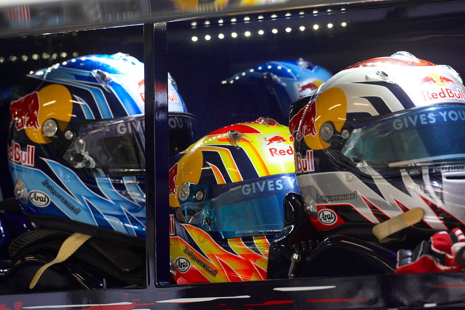 Jaime Alguersuari's helmet in different design evolution states