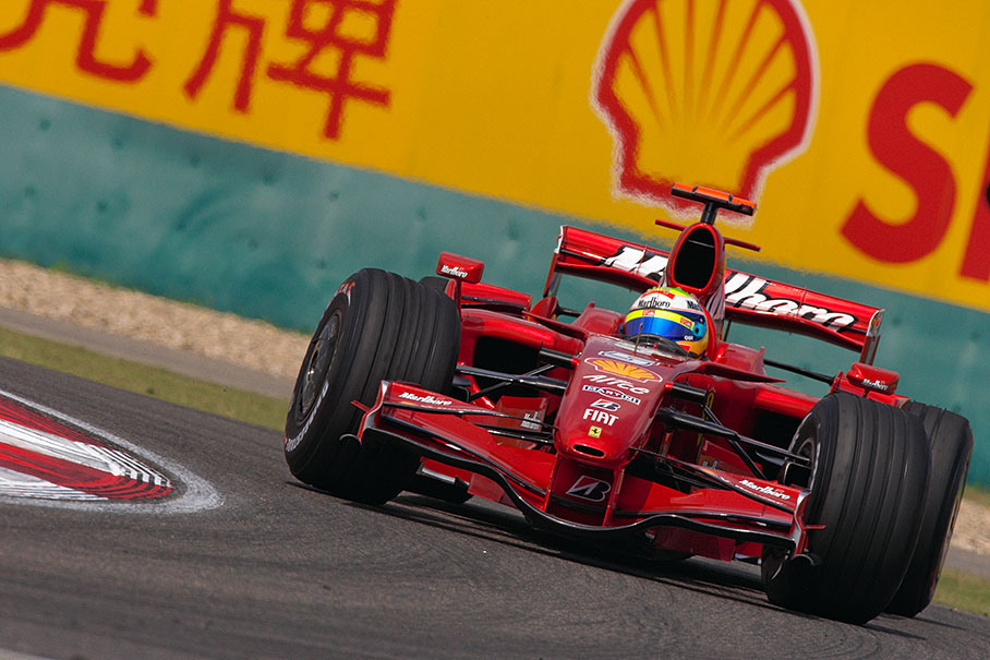 Felipe Massa slides into a corner