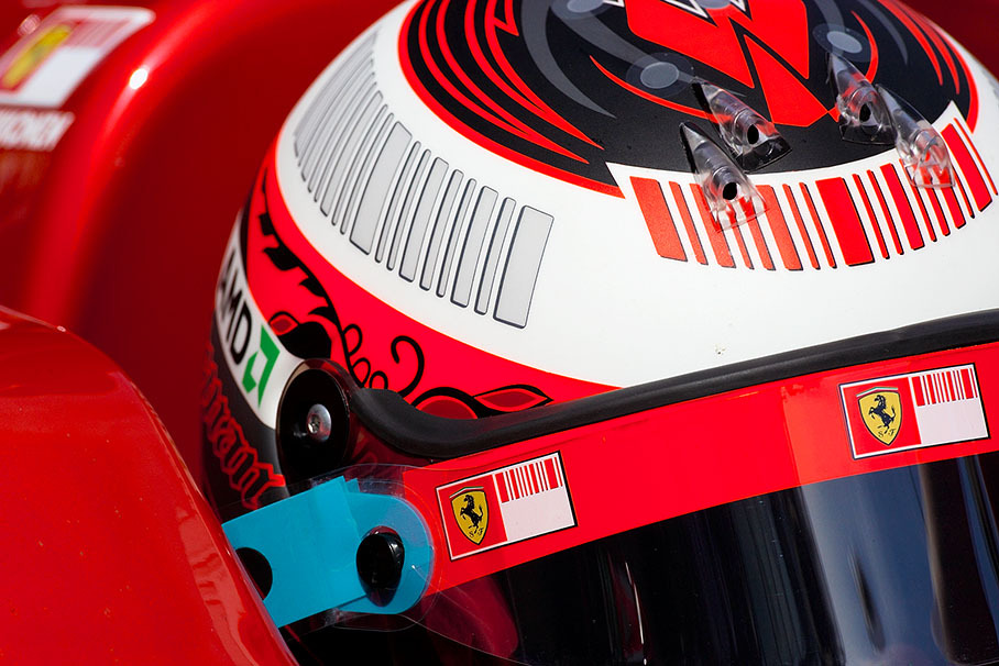 Close-up on Kimi Raikkonen's helmet