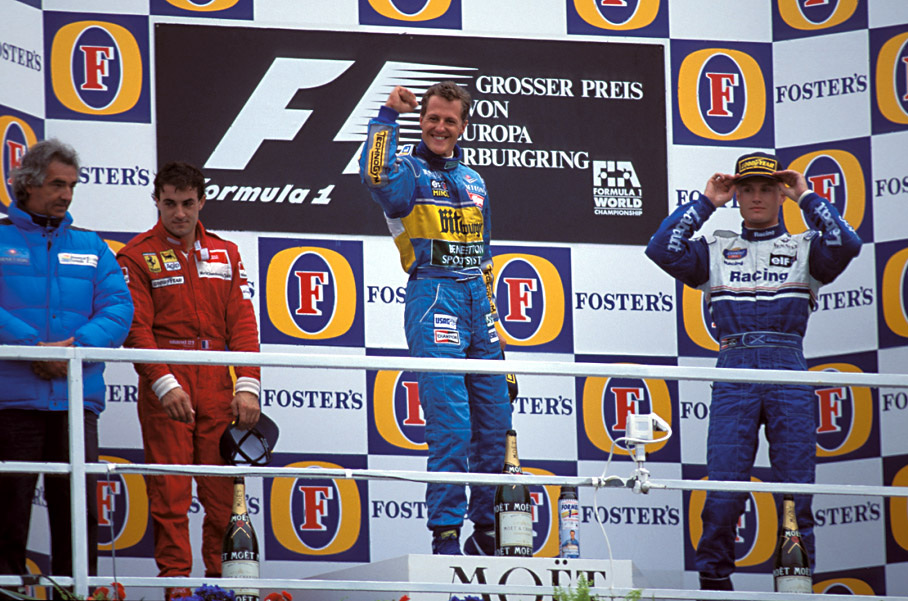 Winner Michael Schumacher on podium of European GP