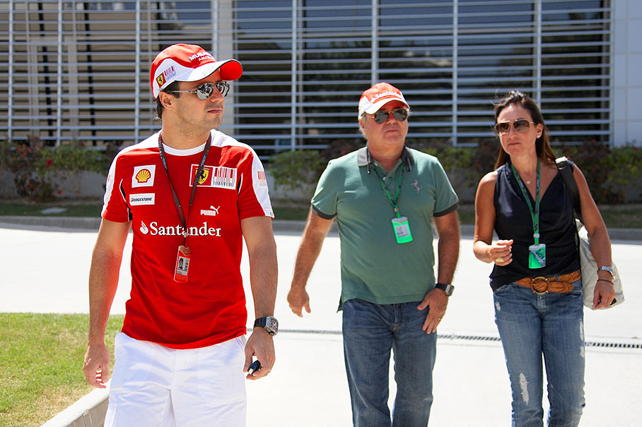 The fully recovered Ferrari driver Felipe Massa and his parents