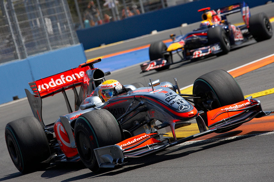 Lewis Hamilton, McLaren Mercedes, in front of Webber