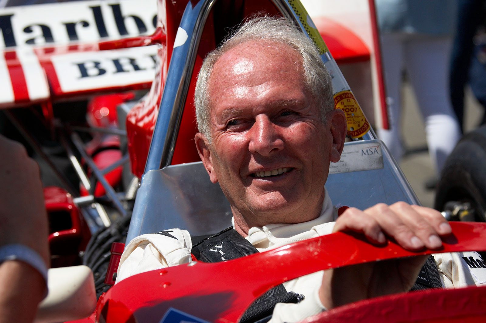 Helmut Marko in the BRM cockpit