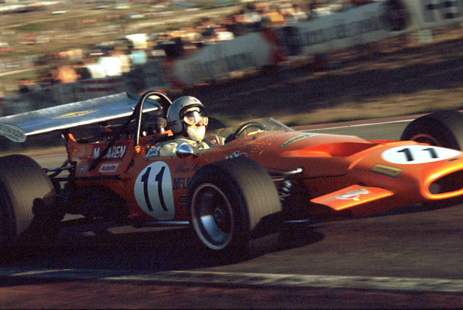 Bruce McLaren in his own McLaren-Cosworth M14A