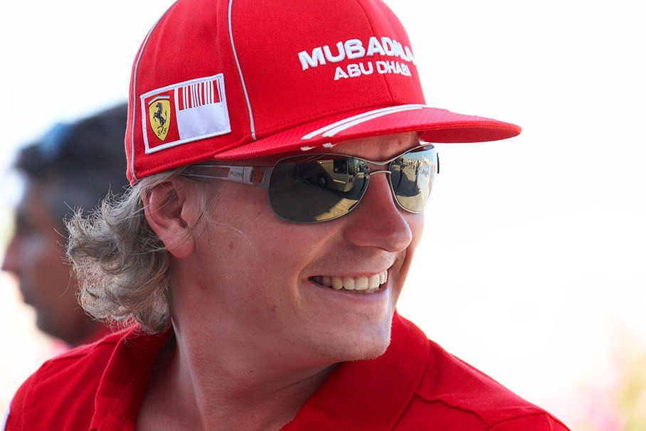 A very seldom broad smile flits across Kimi Raikkonen's face