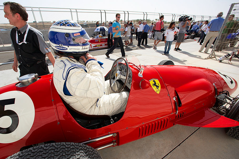 Donington Park owner Kevin Wheatcroft - son of circuit founder Tom - in an original World Championship-winning Ferrari