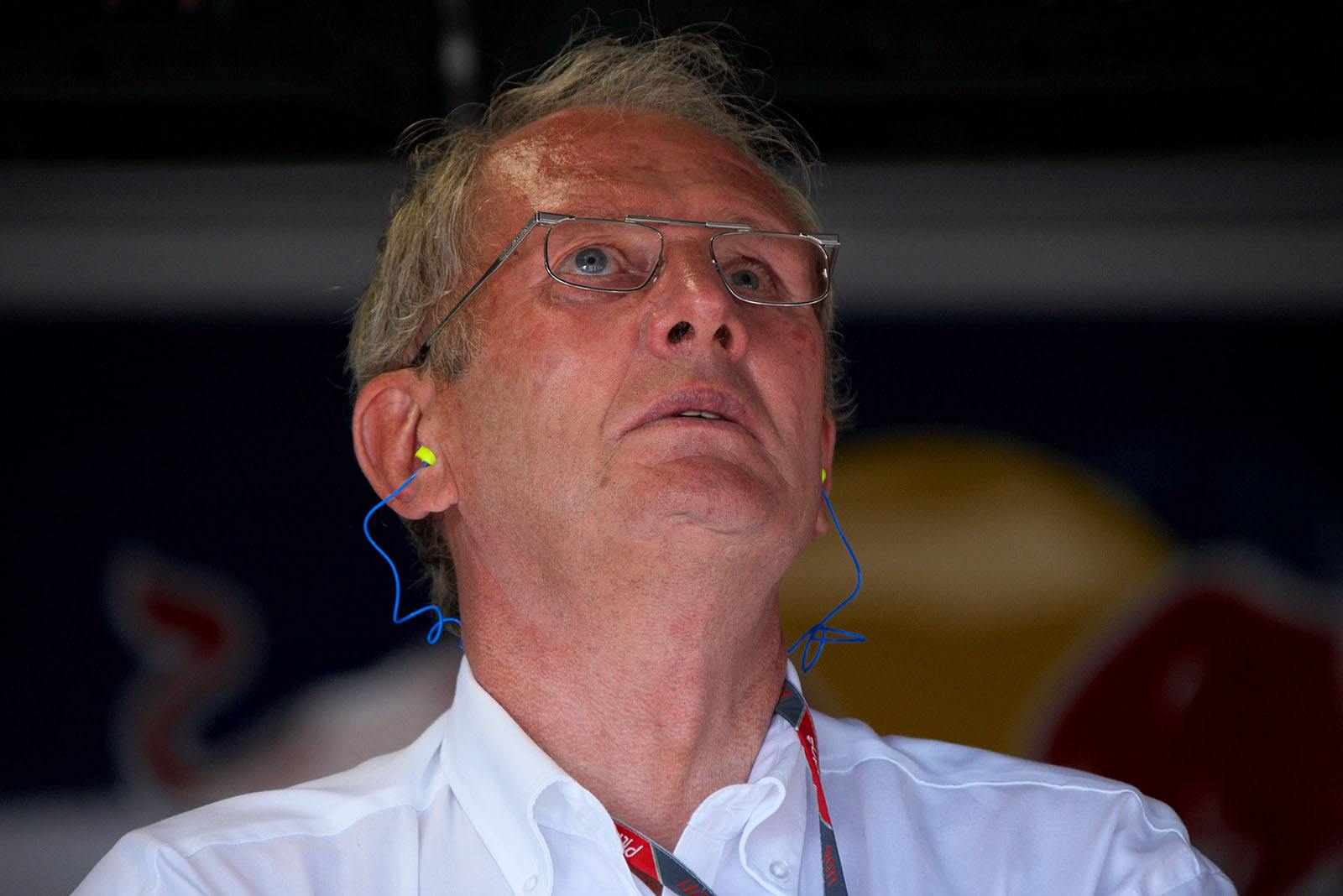 Dr. Helmut Marko in Red Bull pits.