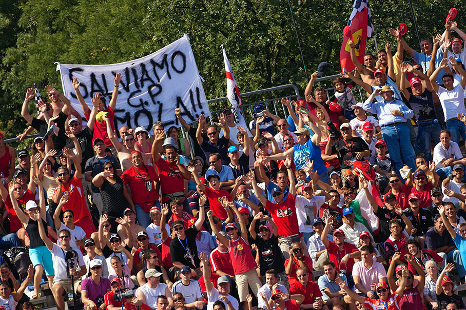 Fans cheering up to save the GP of San Marino in Imola