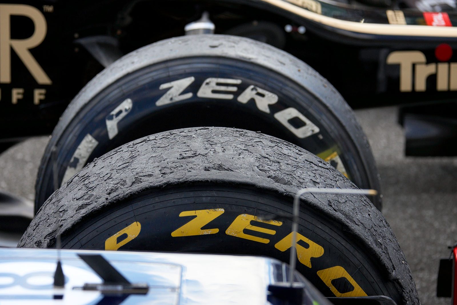 Used Pirelly tyres after the German Grand Prix