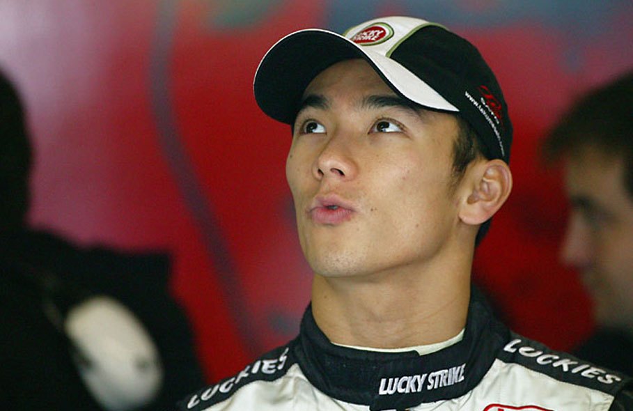 Local hero Takuma Sato in the BAR pits
