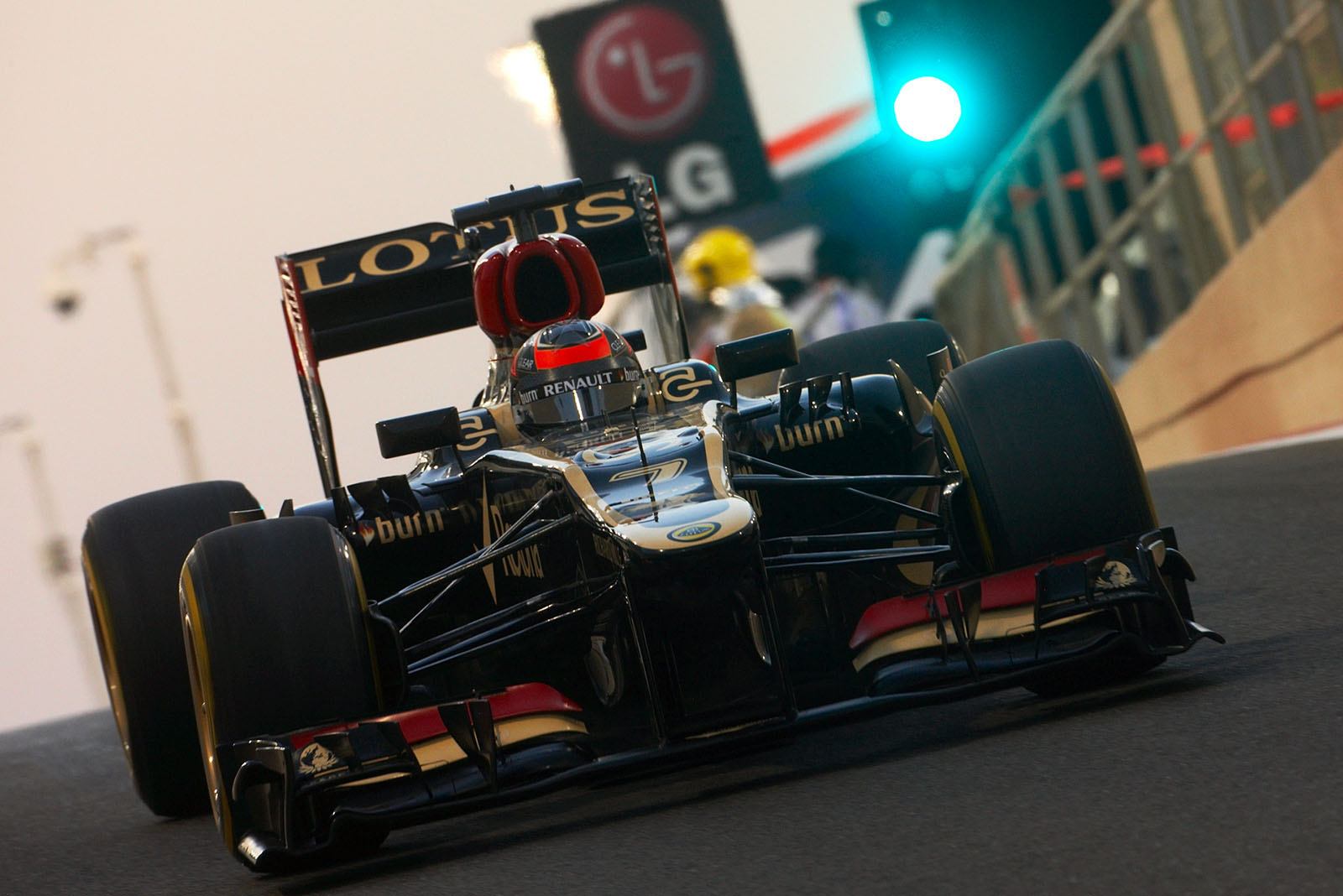 Kimi Raikkonen, Lotus-Renault, sets the fifth fastest qulifying time, but will later be excluded after faling the FIA's floor test