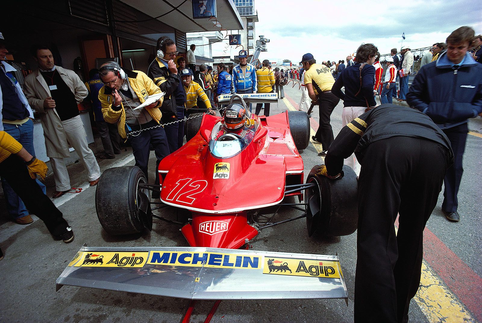 Gilles Villeneuve, Ferrari 312T4, during practice for the Spanish Grand Prix, Jarama, 1979