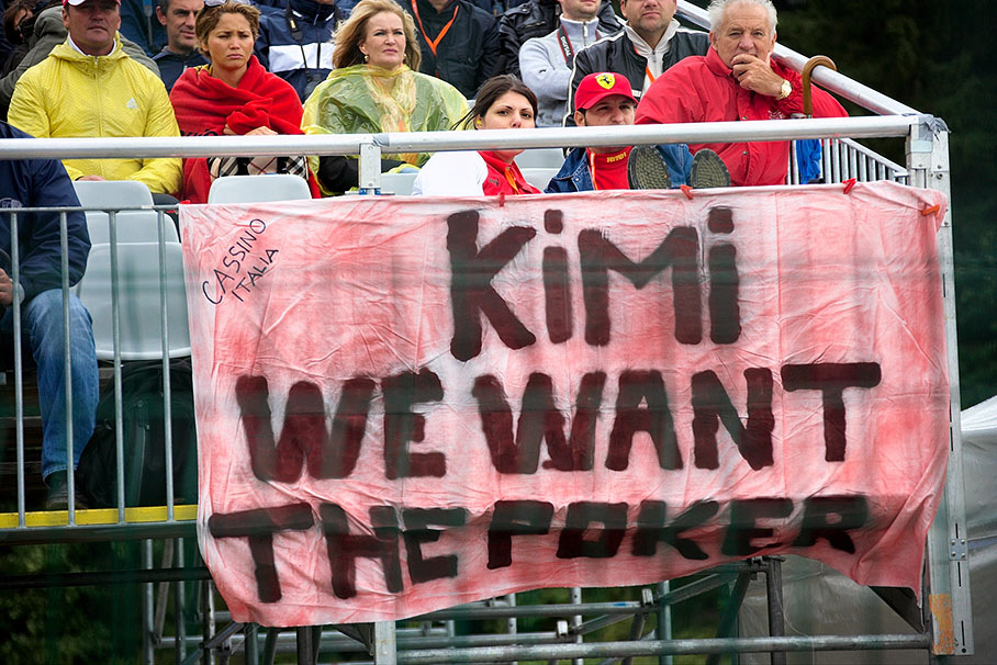 Raikkonen's fans display a banner