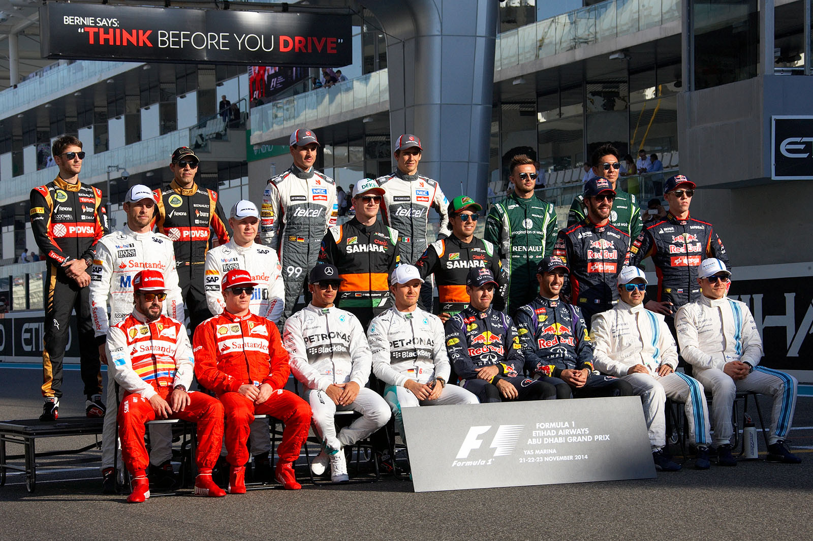 Drivers group shot ahead of the final race, Abu Dhabi Grand Prix, 2014