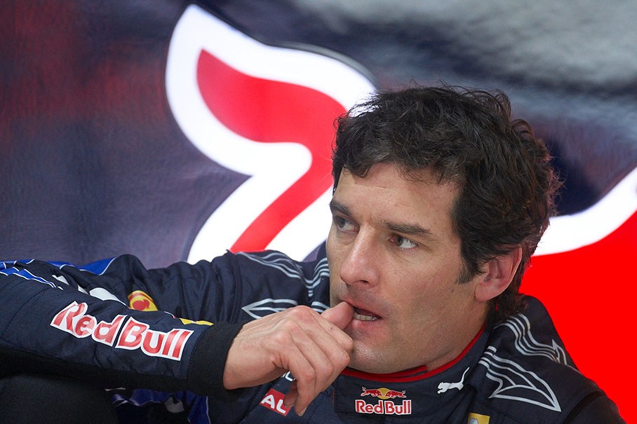 A thoughtful Mark Webber in Red Bull Racing pits