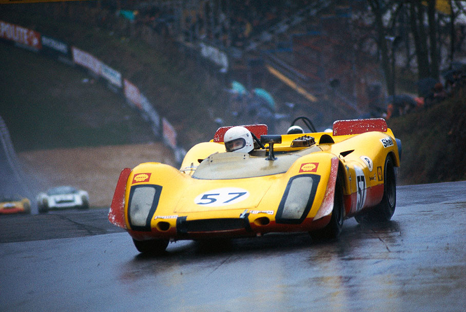 Porsche 908/2 001 #57 driven by Gijs van Lennep (NL) / Hans Laine (SF) becomes fourth placed