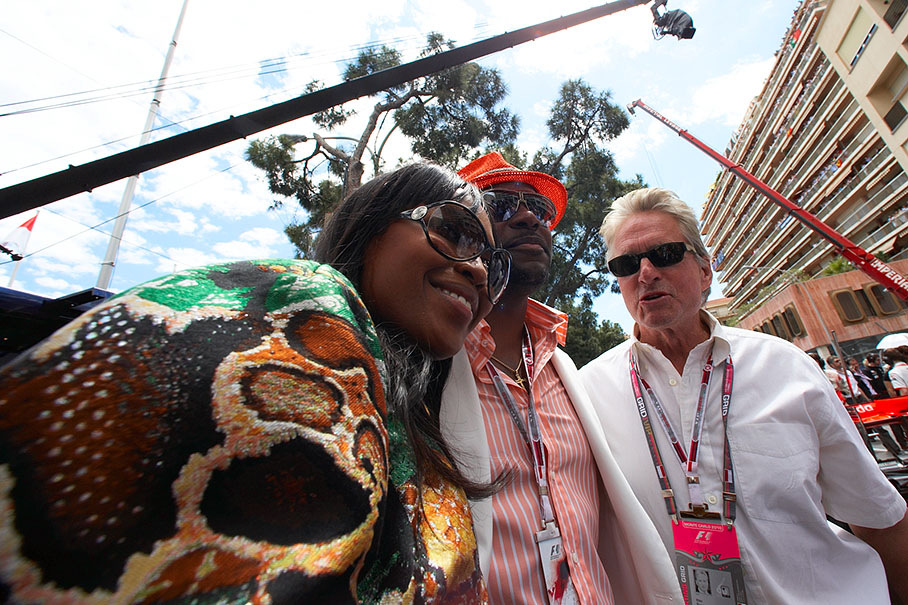 Naomi Campbell and Michael Douglas on the grid