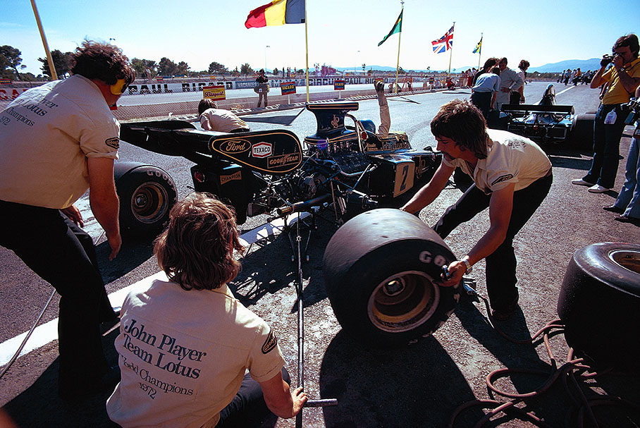 Lotus driver Ronnie Peterson during practice session