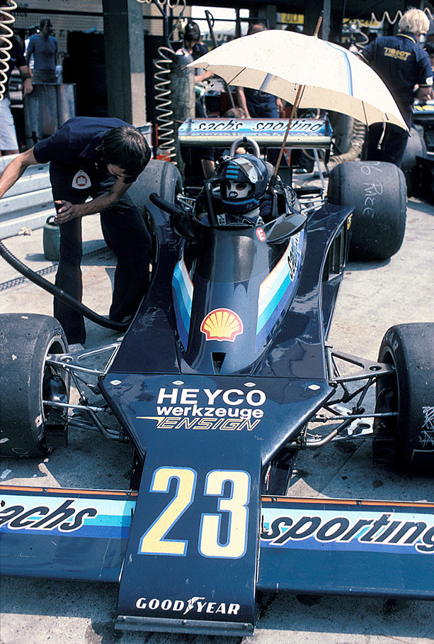 Harald Ertl on Ensign-Cosworth, German GP Hockenheim 1978