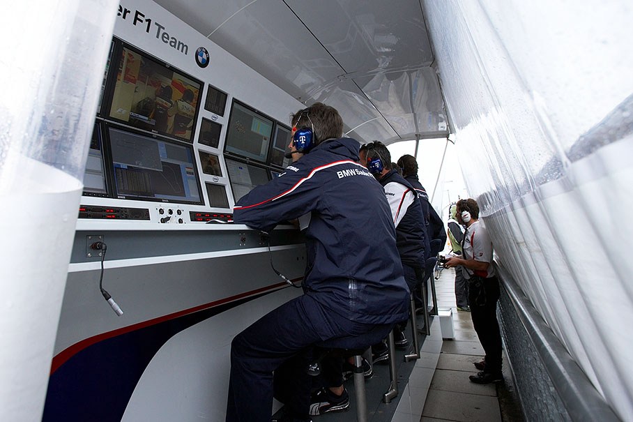 Clean dryness at BMW Sauber pit wall command center