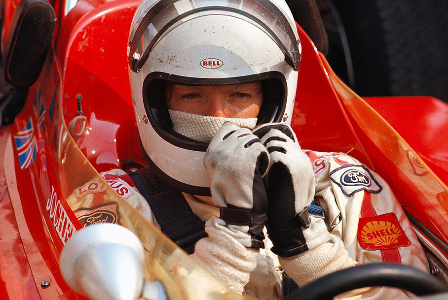 Later German Grand Prix winner Jochen Rindt in the cockpit of his Lotus-Cosworth 72C