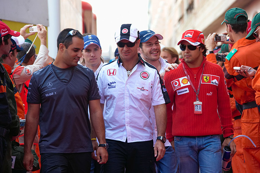 South American troika Juan Pablo Montoya, Rubens Barrichello and Felipe Massa