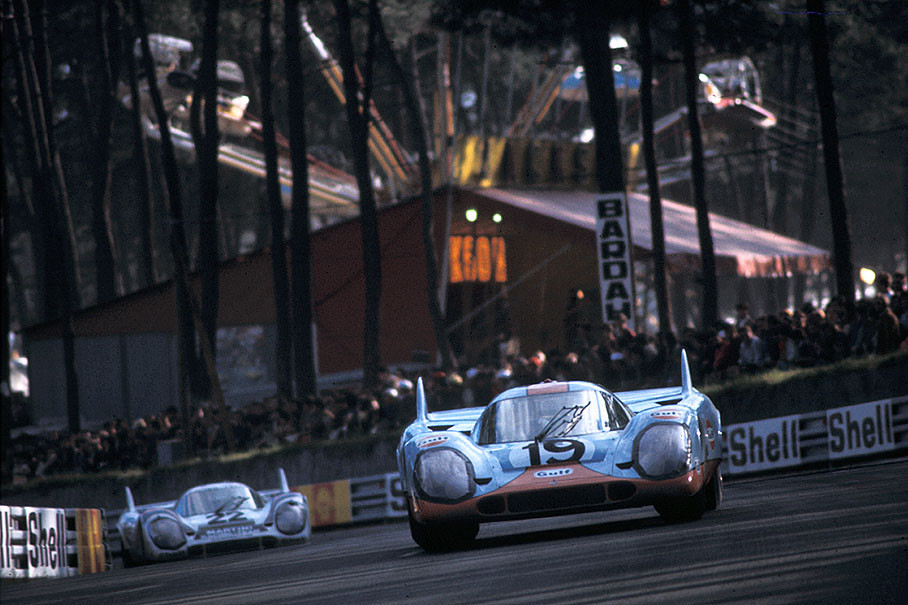 The second placed Porsche 917K 031-&gt;026 of Richard Attwood (GB) and Herbert Müller (CH)