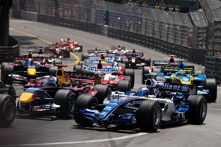 Nico Rosberg on the outside of the herd
