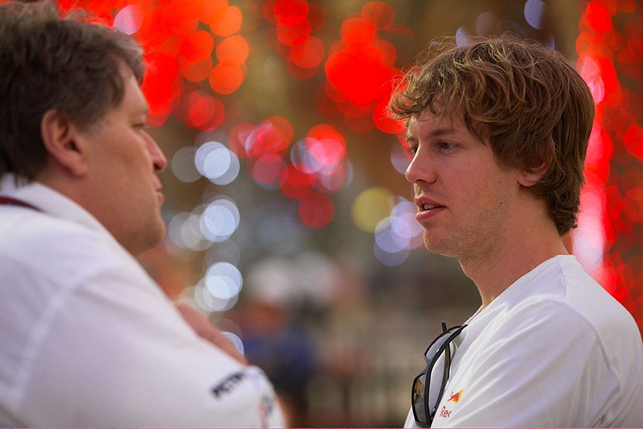 Sebastian Vettel and Mercedes Motorsport director Norbert Haug
