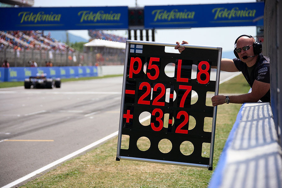 Pit board signal for fifth placed Kimi Raikkonen