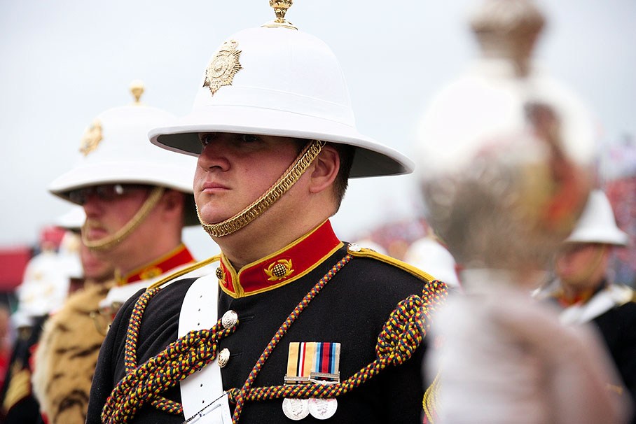 A drummer in parade uniform