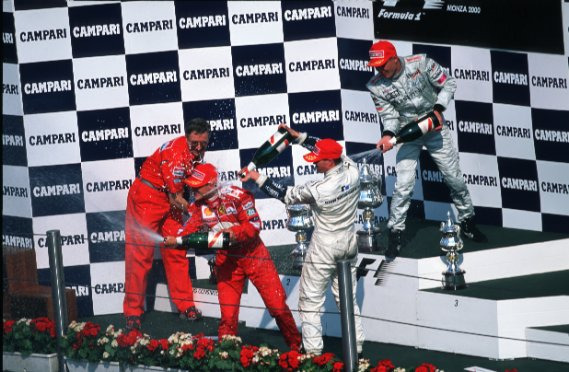Champagne shower for Michael Schumacher