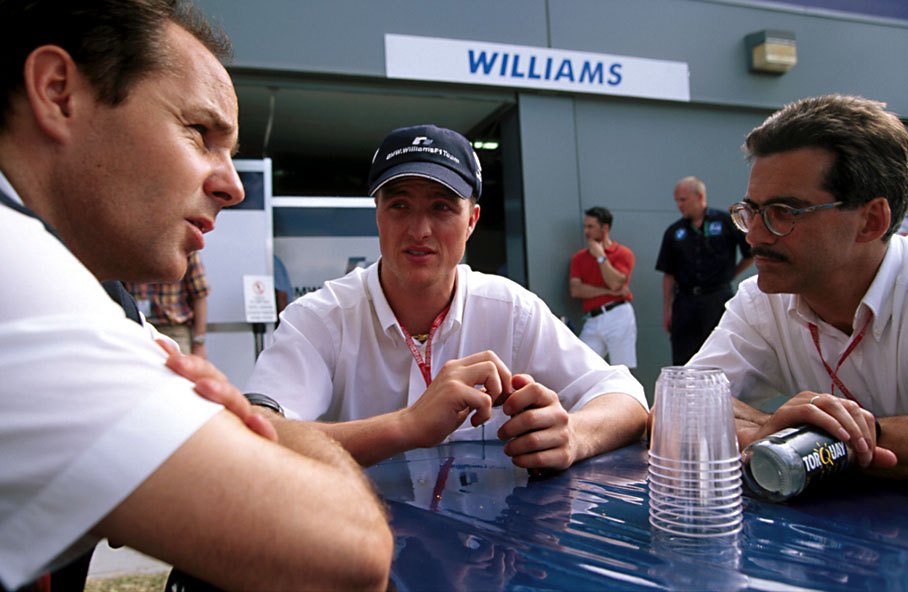 Ralf Schumacher between Gerhard Berger and Dr. Mario Theissen