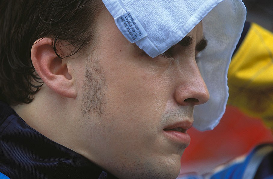Sweating Fernando Alonso