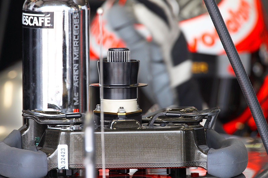 Kovalainen's steering wheel lies on the McLaren Mercedes car
