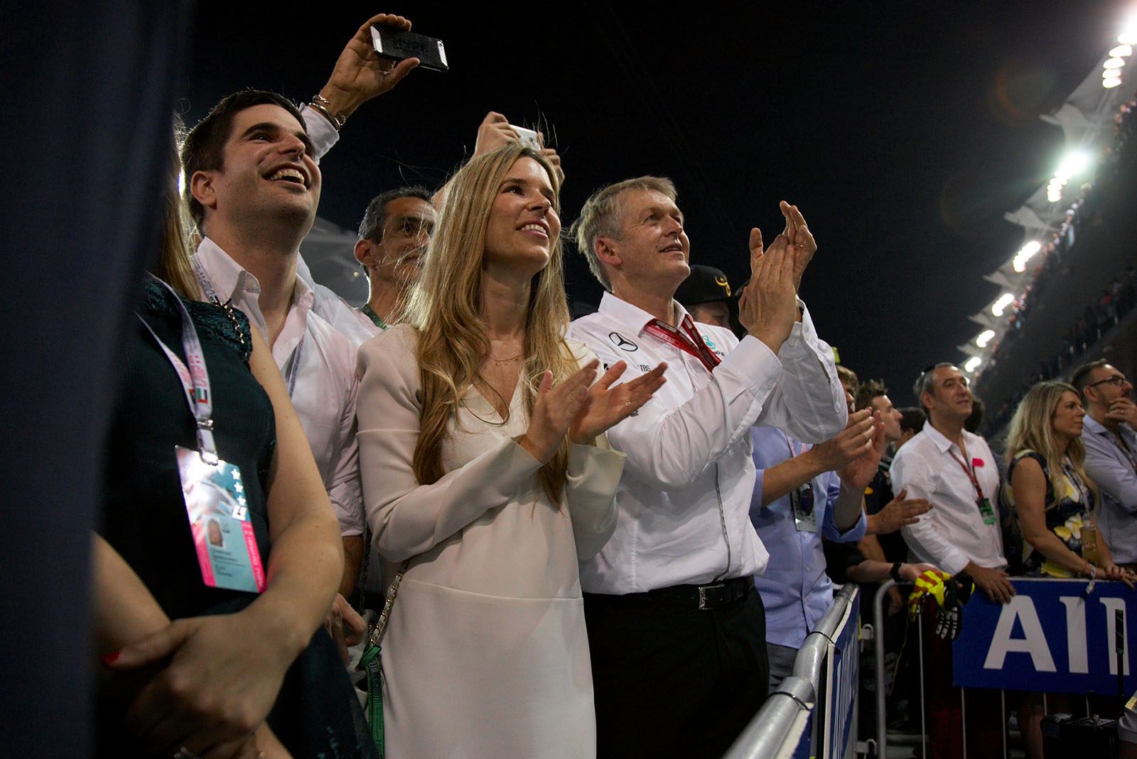 Vivian Rosberg in the Mercedes corner at podium ceremony, Abu Dhabi Grand Prix, 2016