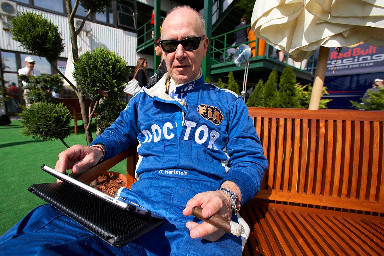 FIA's Formula One chief of medicine Dr. Gary Hartstein takes a break in the paddock (see http://www.motorsport-total.com/microsite/randstad/paddockpeople - german language only)