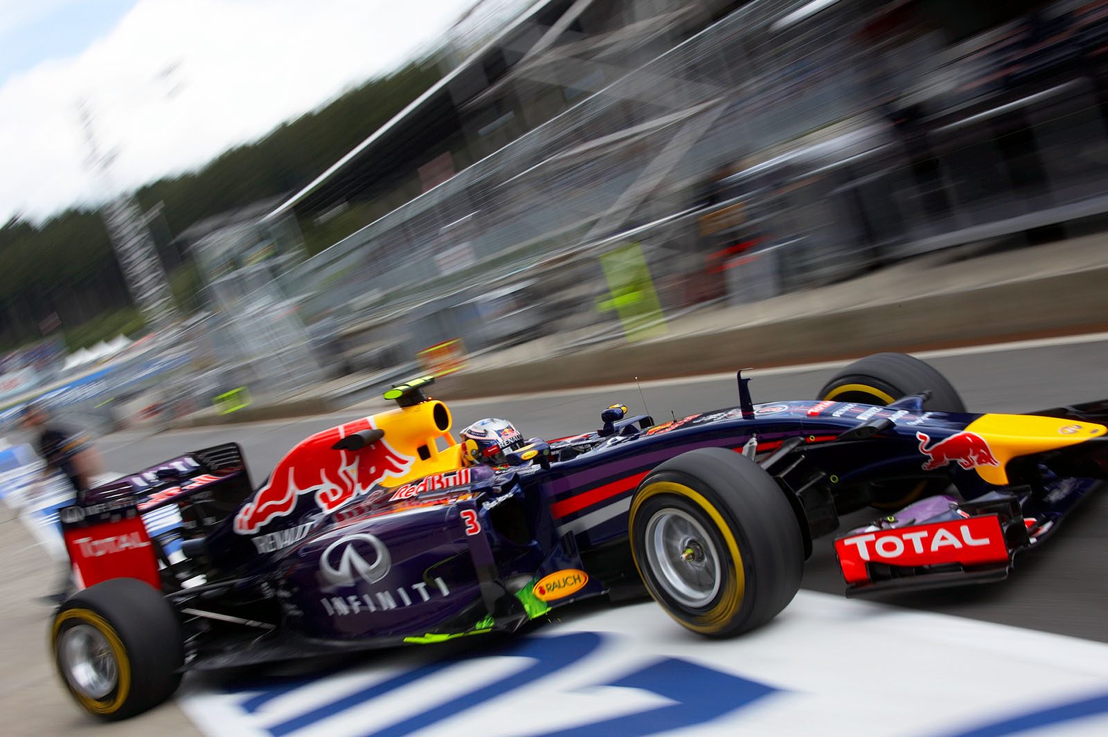 Daniel Ricciardo, Red Bull-Renault, drives out of the pits