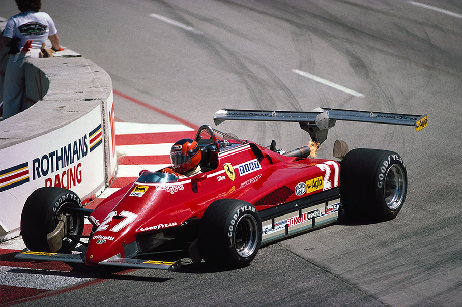 Gilles Villeneuve in the Ferrari finished 3rd but was later disqualified for using a curious rear wing which was declared illegal