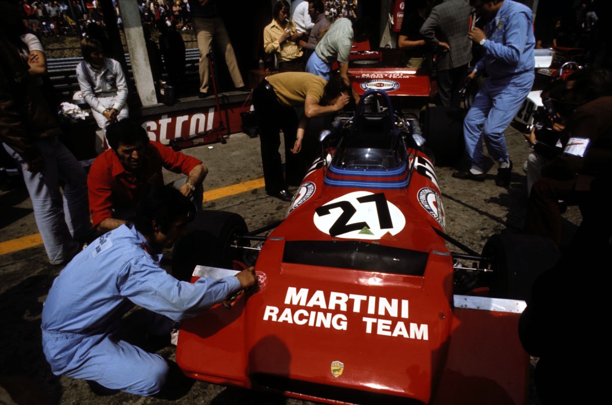 Derek Bell's Tecno PA123 is being prepared