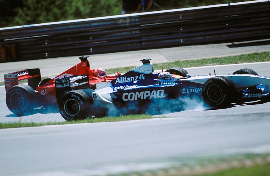Montoya braking and missing the corner