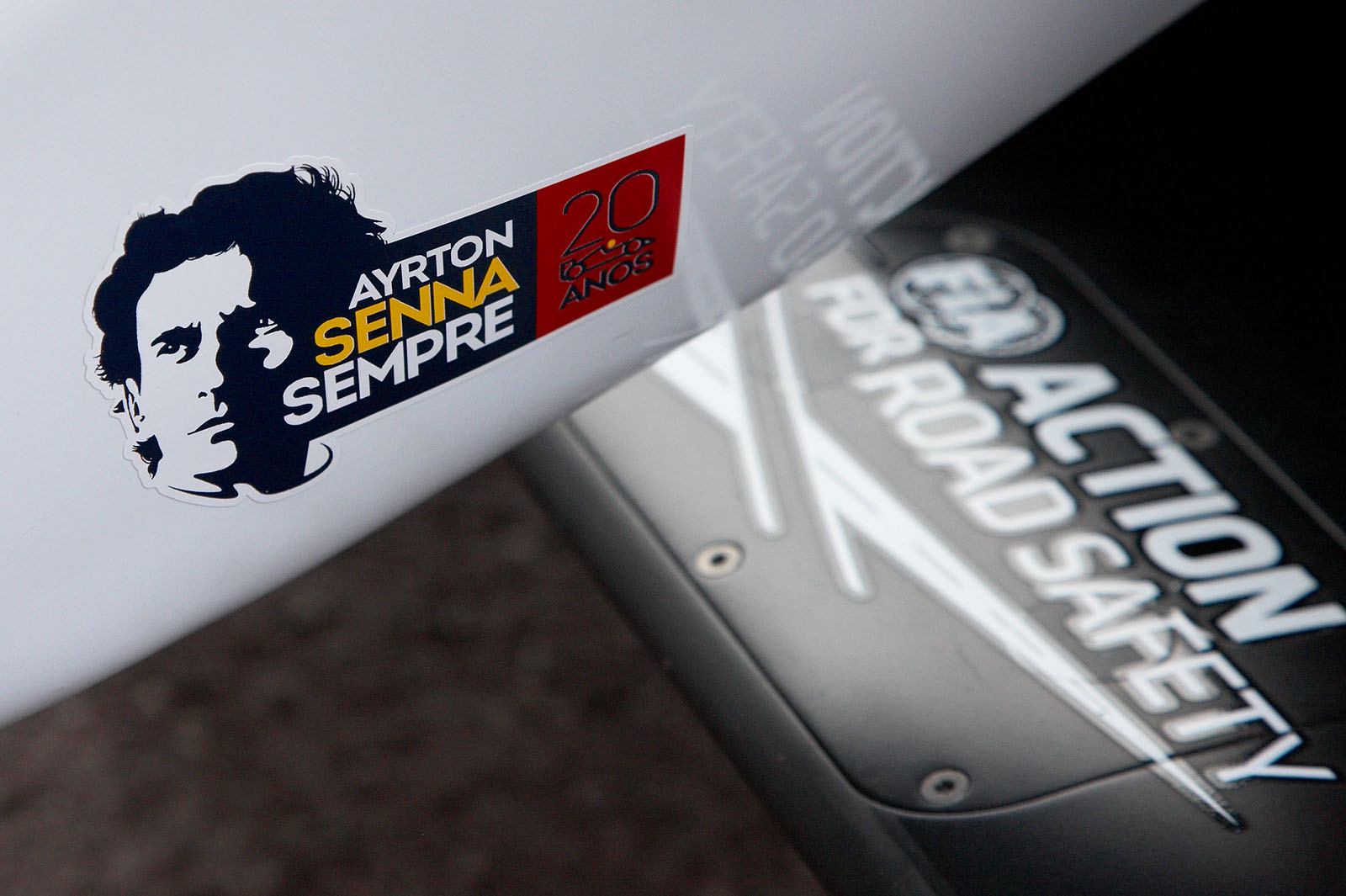The legendary Ayrton Senna on the Williams cars for the 2014 F1 season, a tribute to the former driver, marking 20 years since his death at Imola, Italy, 1994