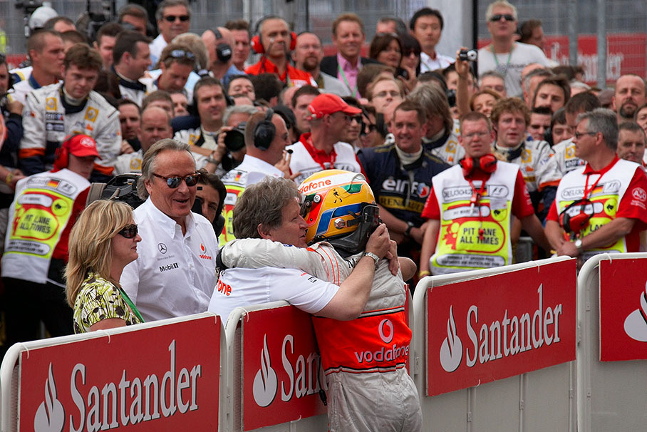Norbert Haug squeezes the Hamilton brothers