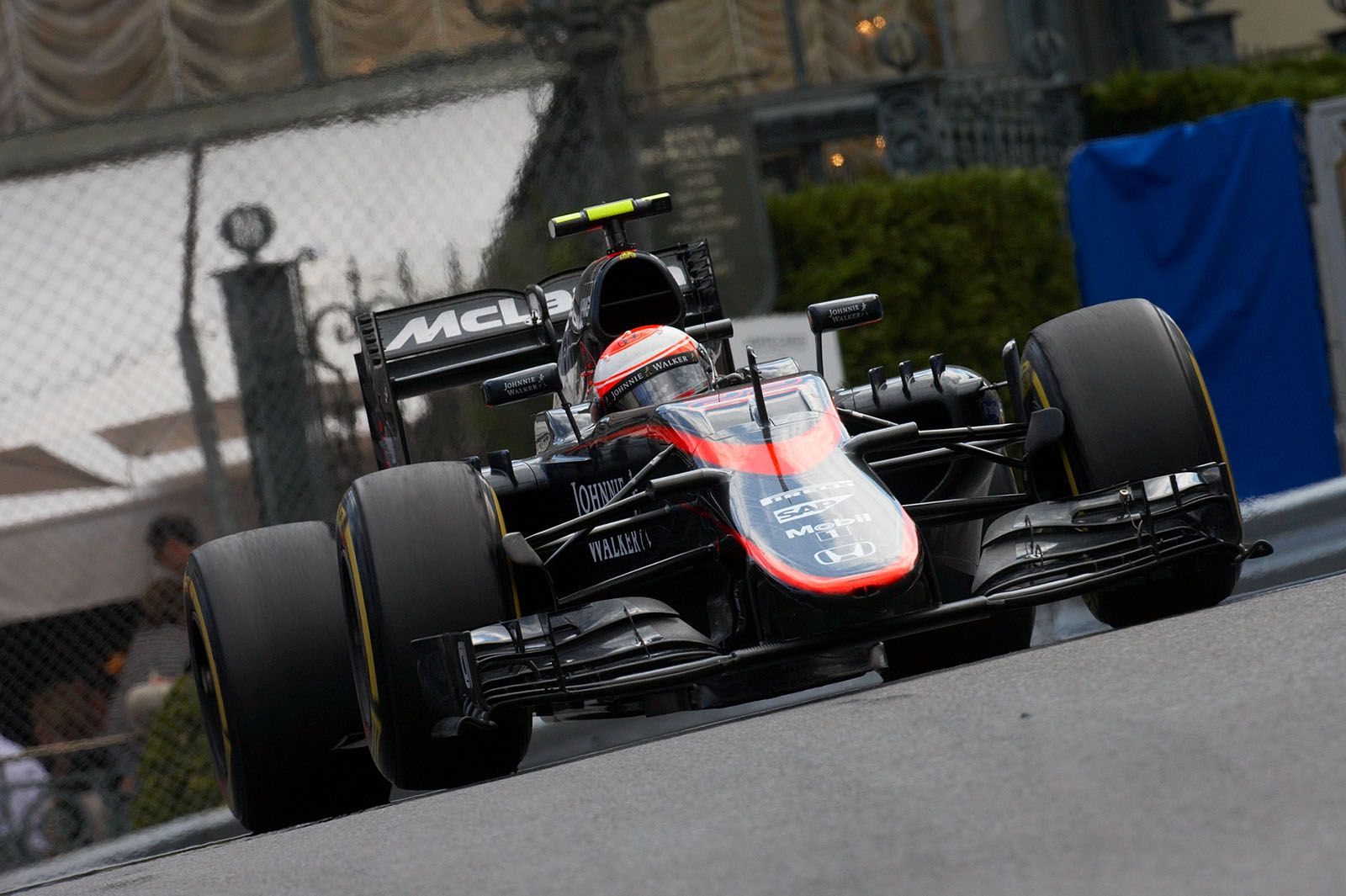 Jenson Button, McLaren-Honda, driving through Casino bend, Monte Carlo Grand Prix, 2015