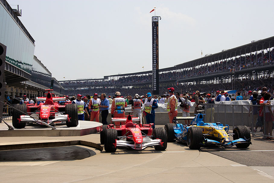 The three victorious cars in parc fermé after podium ceremony