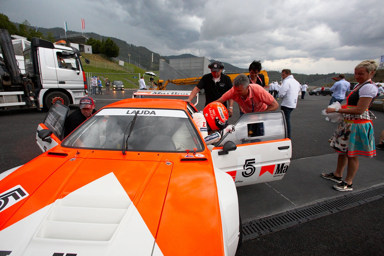 Niki Lauda, out of his original BMW M1 of the 1979 Procar series season