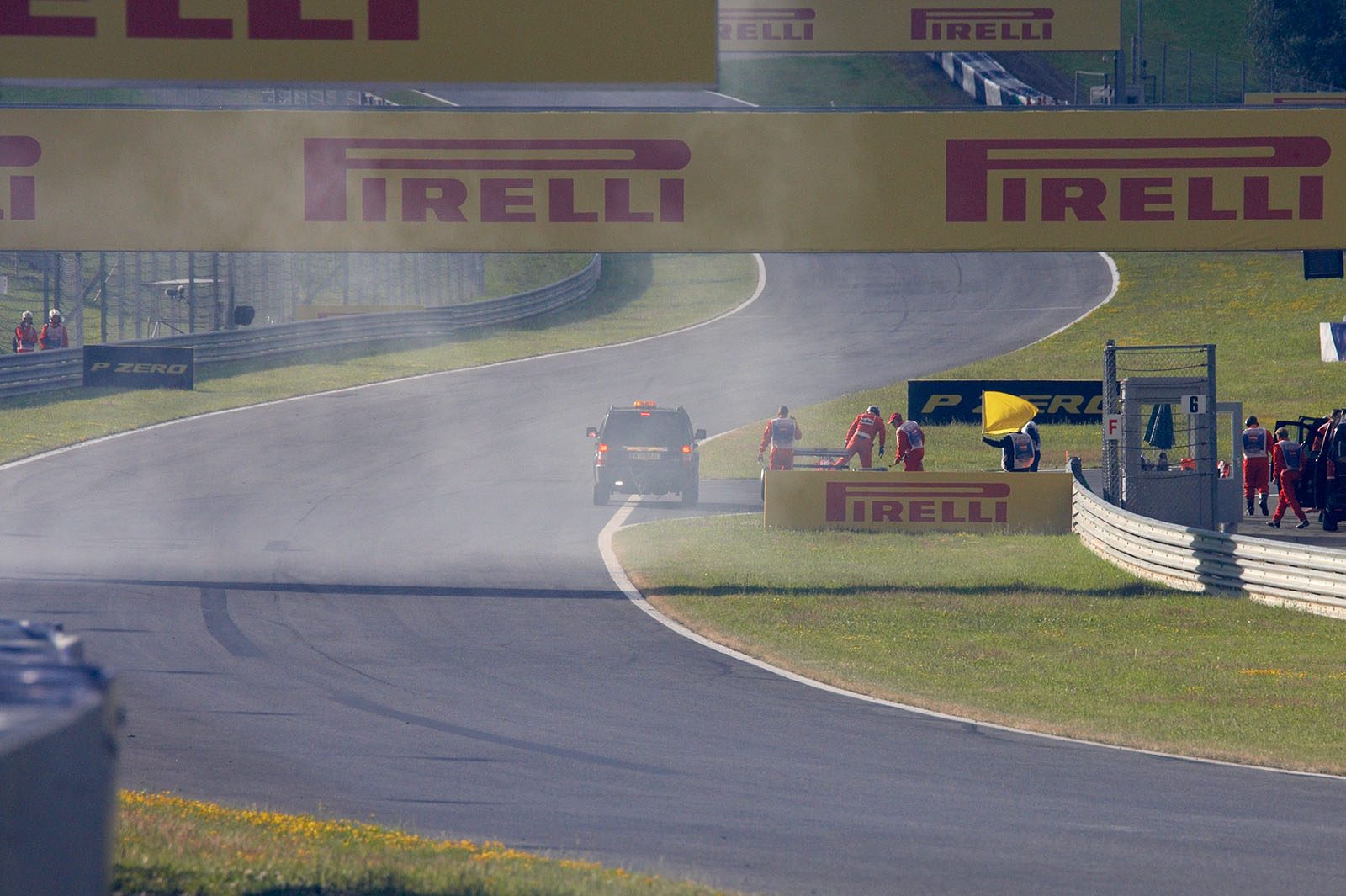 Gerhard Berger is out in his 1988 Ferrari