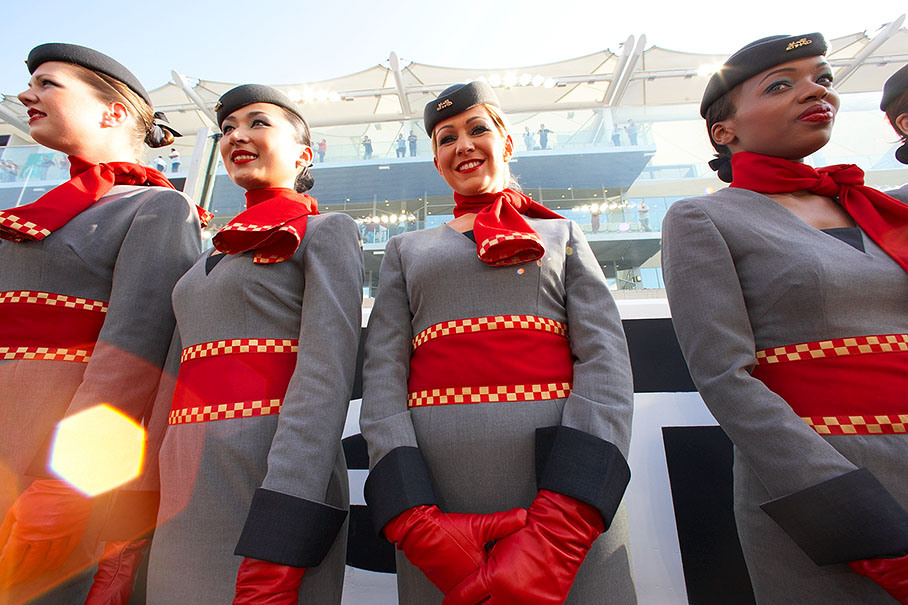 Etihad Airways stewardesses on the grid