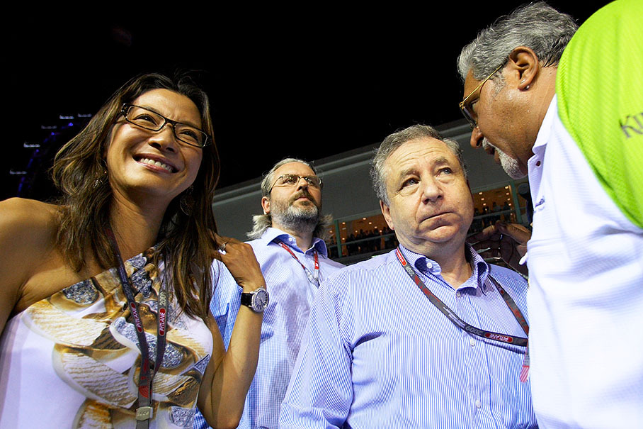 On the grid were also seen Jean Todt, his wife Michelle Yeoh, FIA spokesman Richard Woods and Force India team boss Vijay Mallya